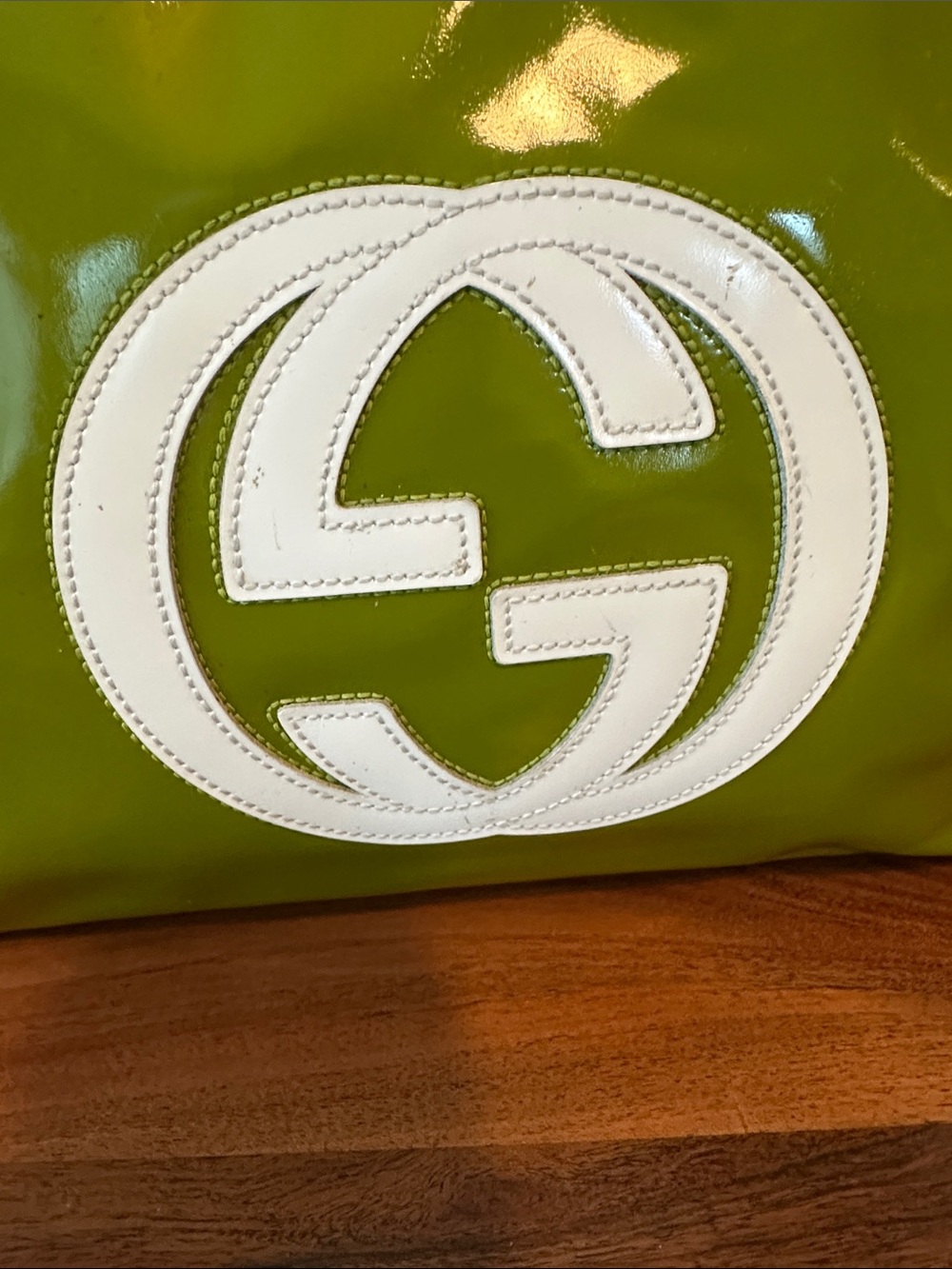 GUCCI Olive Green Patent Leather Handbag - Authentic - EUC - Picture 7 of 14